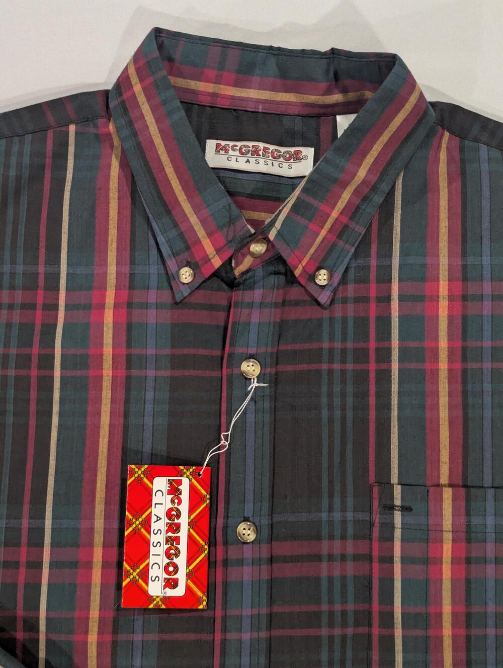 Vintage McGregor Shirt Mens 2XLT Multicolor Plaid Long Sleeve Button Up Casual